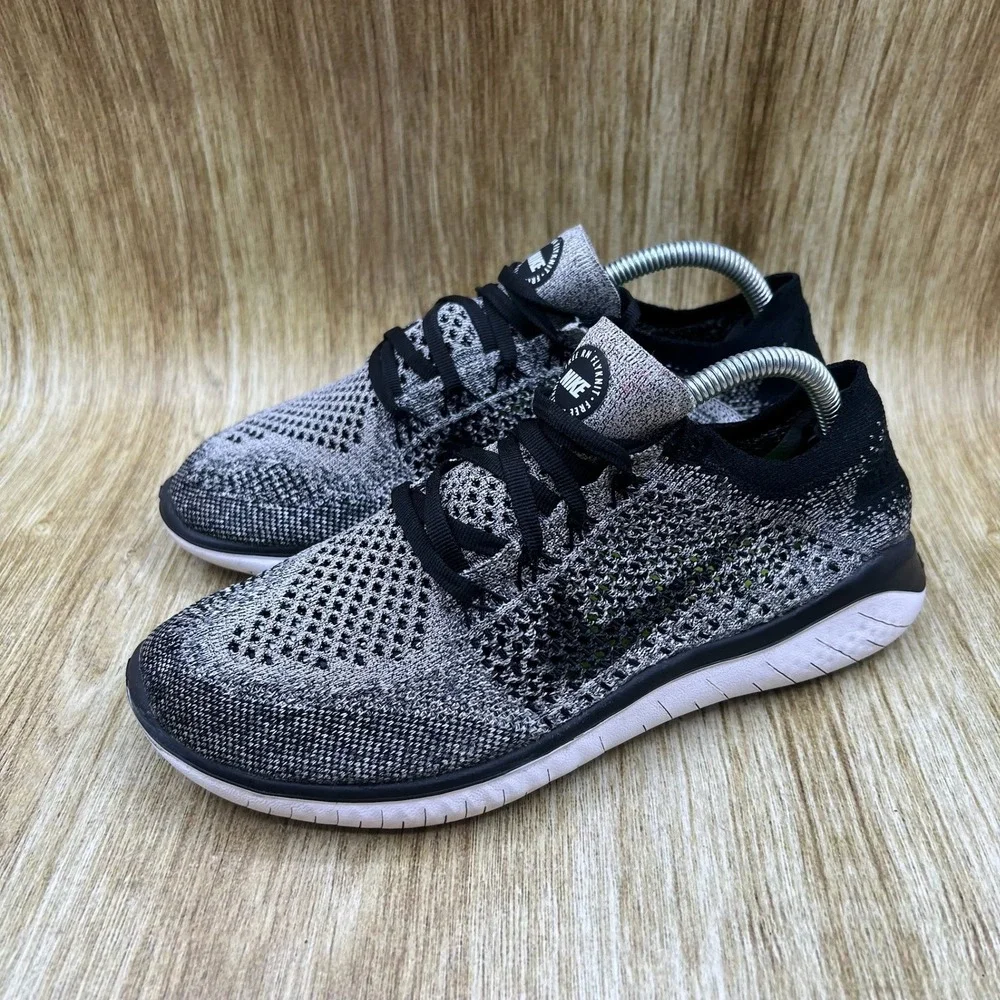 Nike Free Run Flyknit 2018 Women's Size 7 Oreo Shoes Sneakers 942839-101